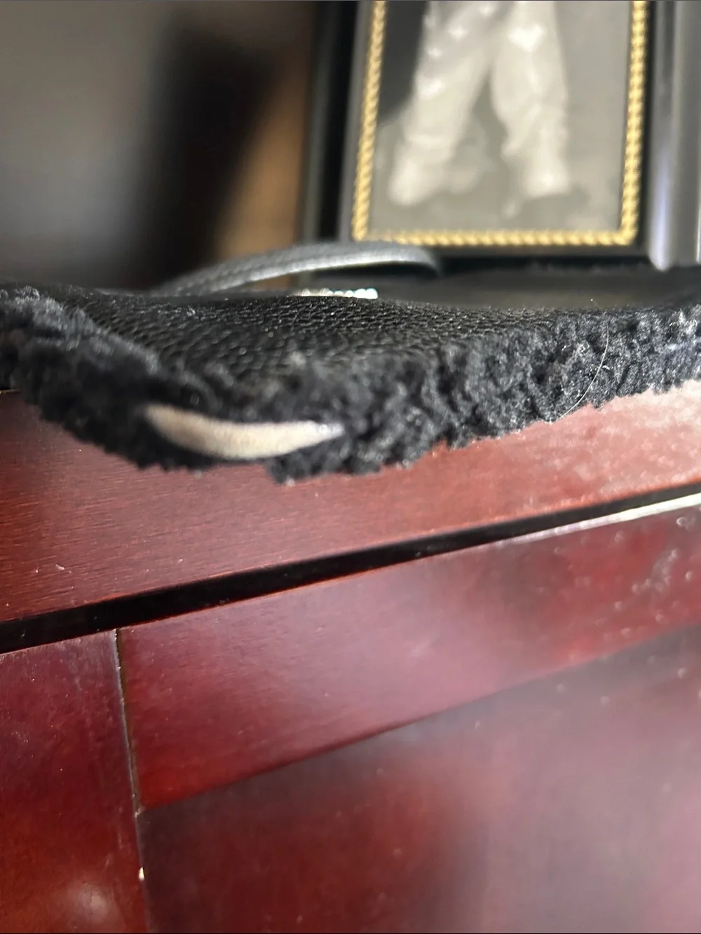 Coach Black Pebbled Leather Wristlet with Shearling Edge